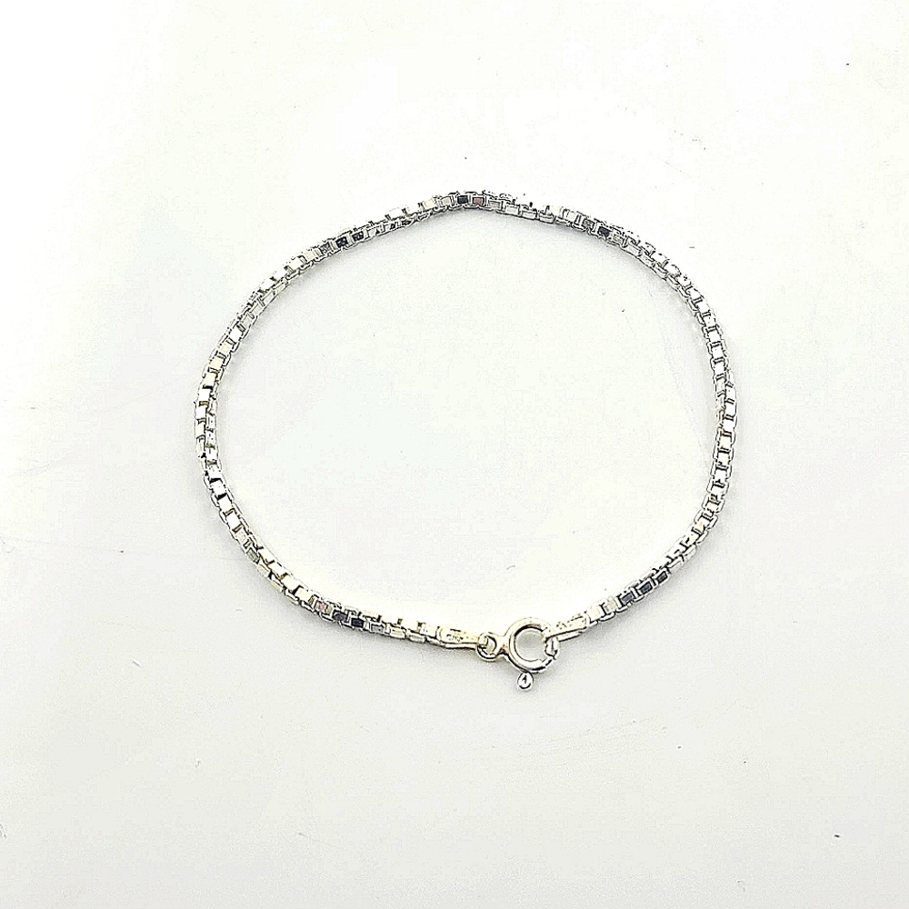 925 Sterling Silver Italian Box Chain Bracelet NEW